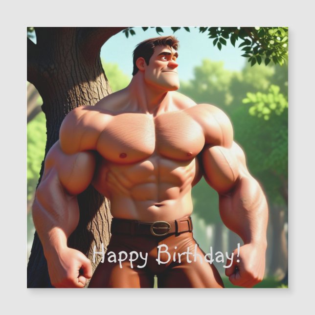 Bodybuilder Magnetkarte zum Geburtstag (Vorderseite)