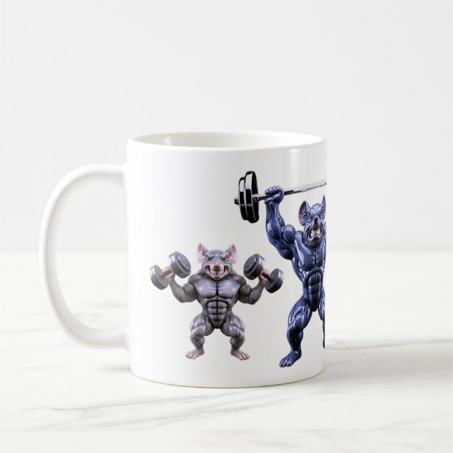 Bodybuilder-Maus Glänzendes Fitnessstudio-Training Kaffeetasse (Links)