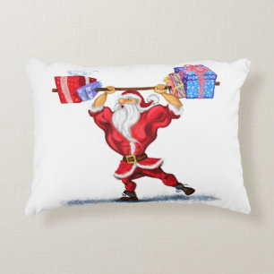 Bodybuilder Père Noël Funny Coussin de Noël