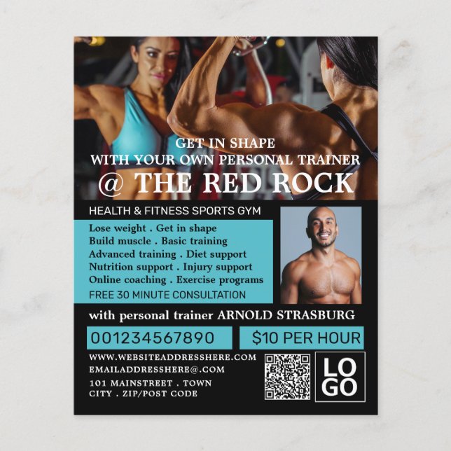 Bodybuilder, Personal Trainer, Gymnastikwerbung Flyer (Vorne)