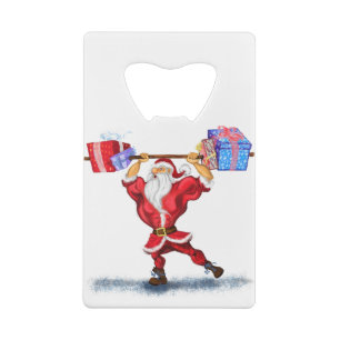 Bodybuilder Santa Claus mit Weihnachtsgeschenken - Geldbeutel Flaschenöffner