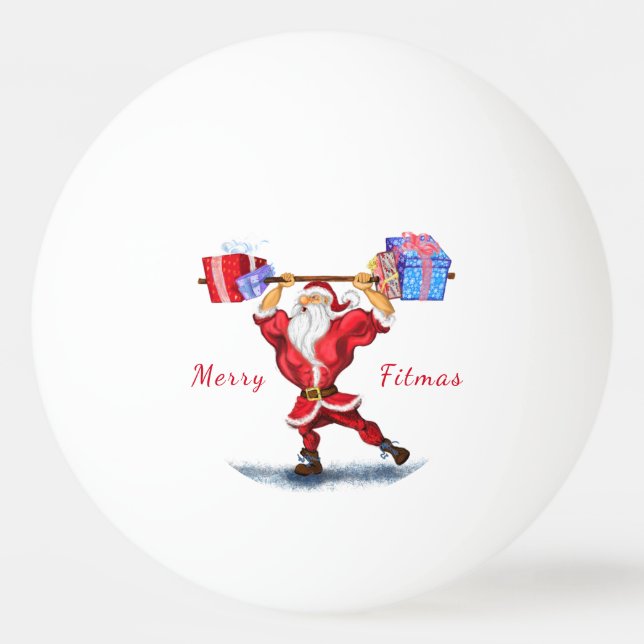 Bodybuilder Santa Claus mit Weihnachtsgeschenken - Tischtennisball (Vorderseite)