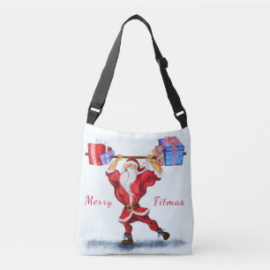 Bodybuilder Santa Claus mit Weihnachtsgeschenken - Tragetaschen Mit Langen Trägern