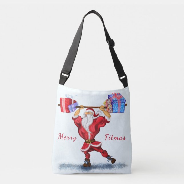 Bodybuilder Santa Claus mit Weihnachtsgeschenken - Tragetaschen Mit Langen Trägern (Vorderseite)