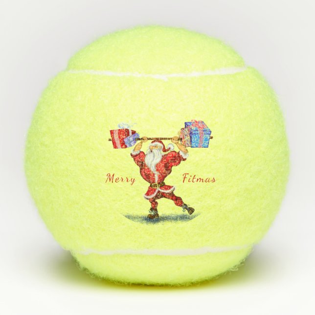 Bodybuilder Santa Funny Christmas Tennis Balls Tennisbälle (Vorderseite)