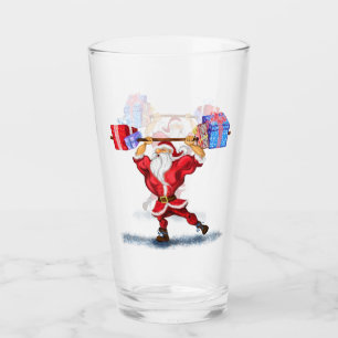 Bodybuilder Santa Funny Weihnachtsglas Glas