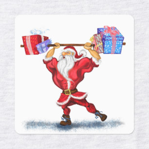 Bodybuilder Santa Gift Funny Christmas Labels Etiketten