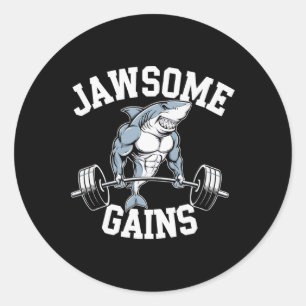 Bodybuilder Shark Lover Gym Fitness Workout Bodybu Runder Aufkleber