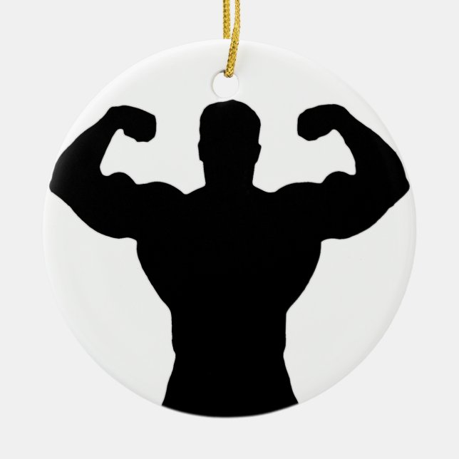 Bodybuilder-Silhouette Keramikornament (Vorne)