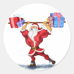 Bodybuilder Weihnachtsgeschenksticker Runder Aufkleber