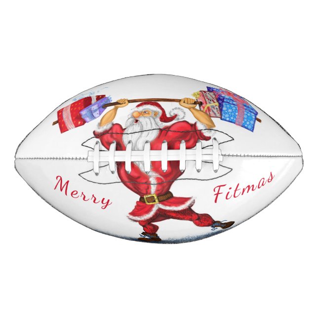 Bodybuilder Weihnachtsmann mit Weihnachtsgeschenk  Football (Vorderseite)