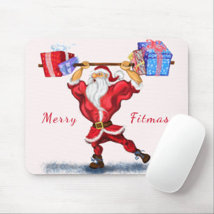 Bodybuilder Weihnachtsmann mit Weihnachtsgeschenke Mousepad