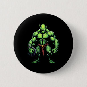 Bodybuilding Alien T-Shirt Funny Gym Design Ufo Ge Button