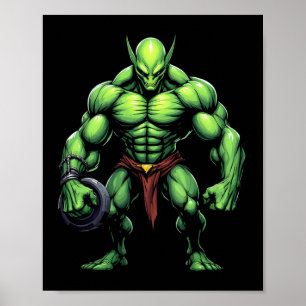 Bodybuilding Alien T-Shirt Funny Gym Design Ufo Ge Poster