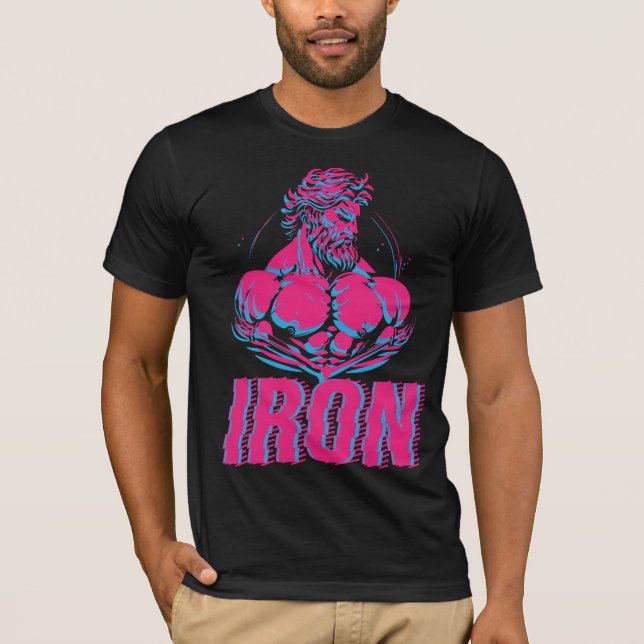 Bodybuilding Eiserner Griechischer Gott Festigkeit T-Shirt (Vorderseite)
