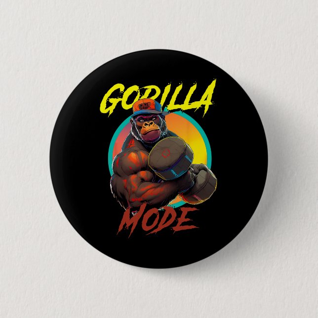 Bodybuilding Gorilla Mode Workout Button (Vorderseite)