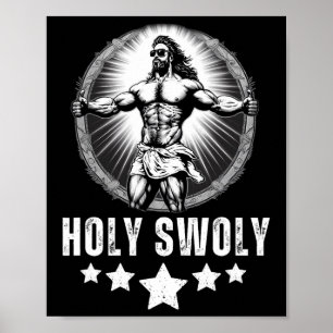 Bodybuilding Jesus Fitness Holy Swoly Lustig Gym 1 Poster