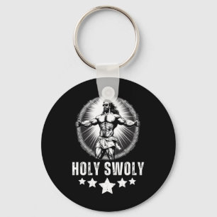 Bodybuilding Jesus Fitness Holy Swoly Lustig Gym 1 Schlüsselanhänger