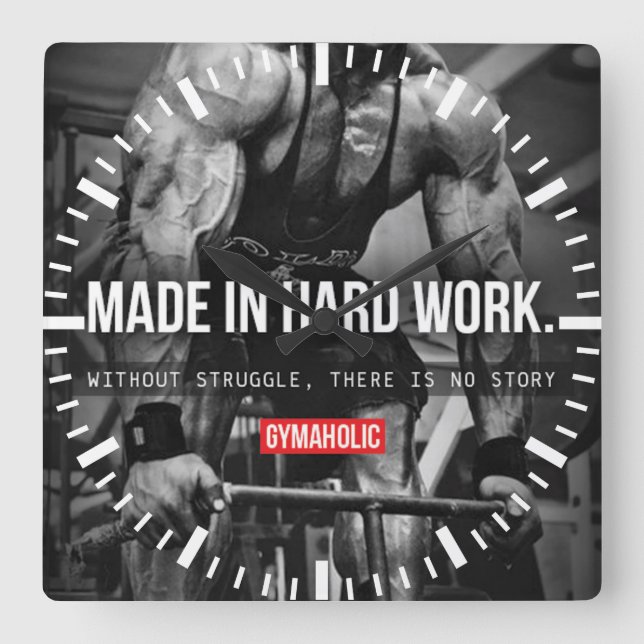 Bodybuilding Quadratische Wanduhr (Vorderseite)