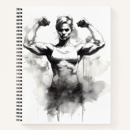 Bodybuilding Sketch Frauen, die ihre Muskeln flech Notizbuch