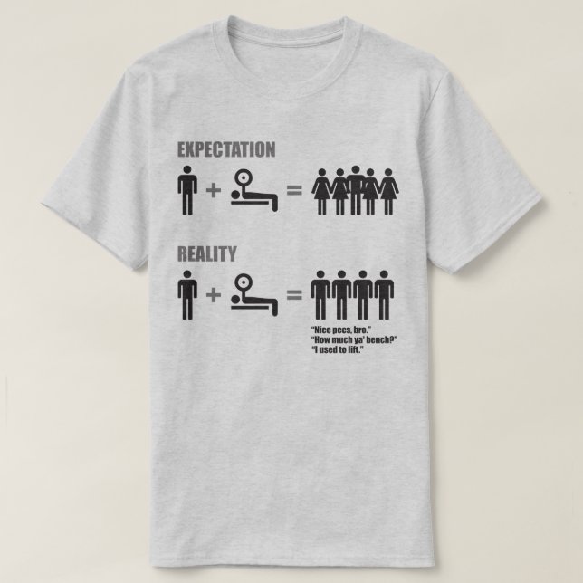 Bodybuilding Spaß - Erwartungen/Realität T-Shirt (Design vorne)