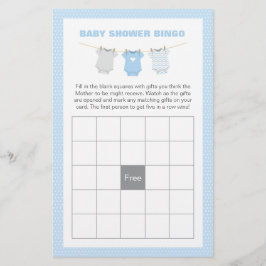 Bodysuit Baby Dusche Bingo Game Card - Blue