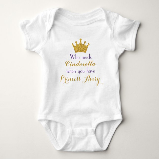 Bodysuit für lila und Goldprinzessinnen Baby Strampler (Vorderseite)