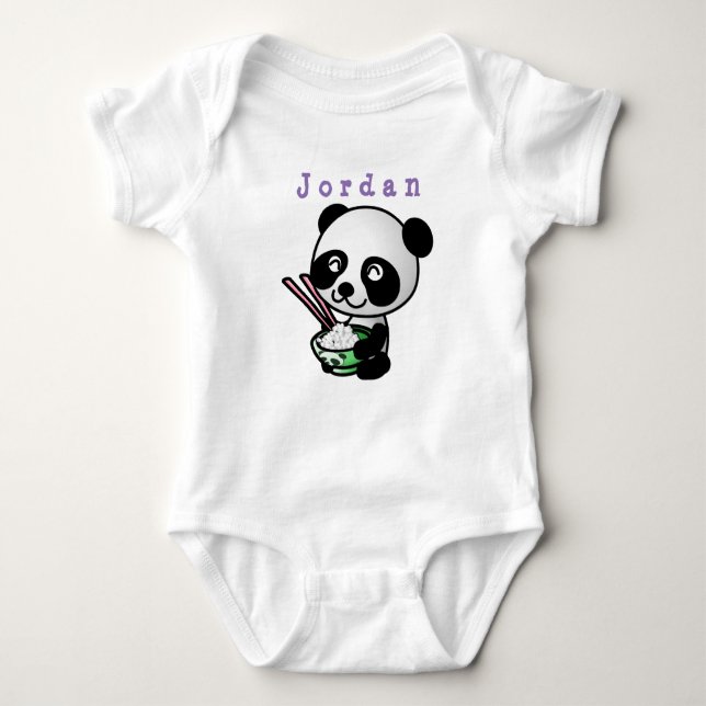 Bodysuit lustig , Panda 02 . Baby Bodysuit Strampler (Vorderseite)