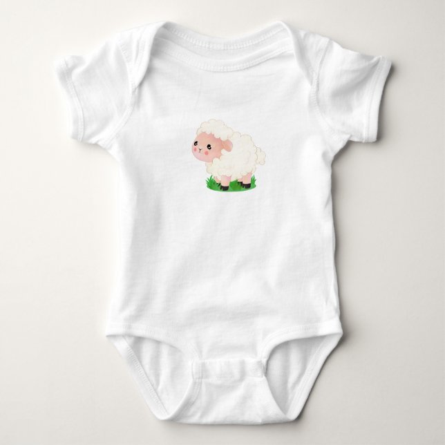 Bodysuit - mit bezauberndem Schafdesign bedruckt Baby Strampler (Vorderseite)