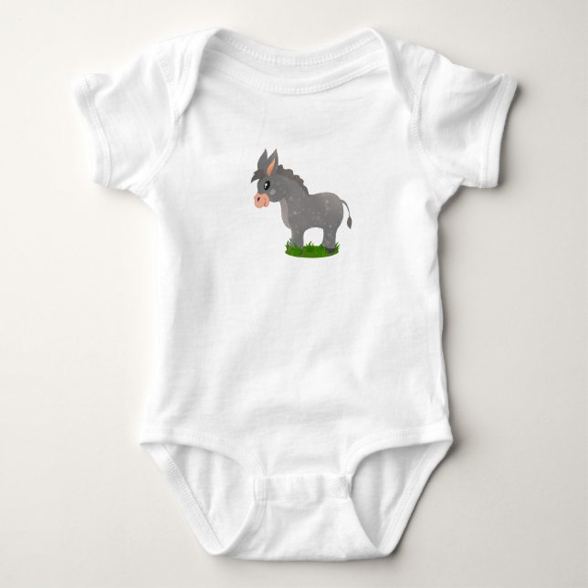 Bodysuit - mit charmantem Eseldesign bedruckt Baby Strampler (Vorderseite)