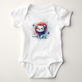 Bodysuit mit einem kleinen Löwe in Blau Baby Strampler