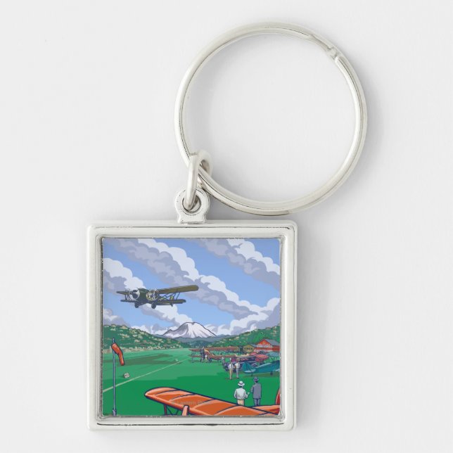Boeing Field Vintage Travel Poster Schlüsselanhänger (Vorne)