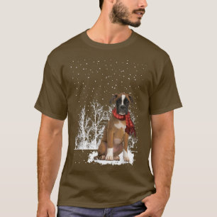 Boer Dog Scarf Weihnachtsbaum Xmas Schneewald T-Shirt