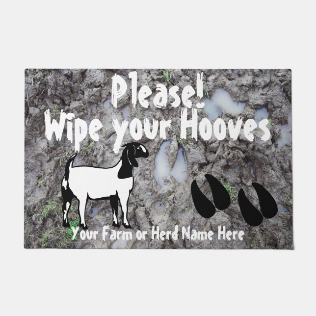 Boer Goat Wischen Sie Ihre Hooves Muddy Fußmatte (Vorderseite)