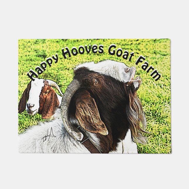Boer Goats Er macht sein Ding! IHR TEXT Fußmatte (Vorderseite)