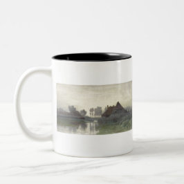 Boer Zuhause auf dem Wasser in Morgennebel Zweifarbige Tasse