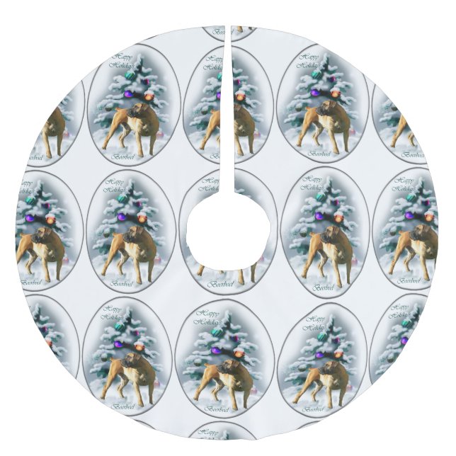 Boerboel Christmas Polyester Weihnachtsbaumdecke (Vorderseite)
