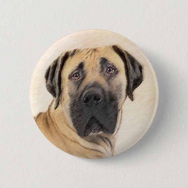 Boerboel-Malerei - Niedliche Original Hunde-Kunst Button (Vorderseite)