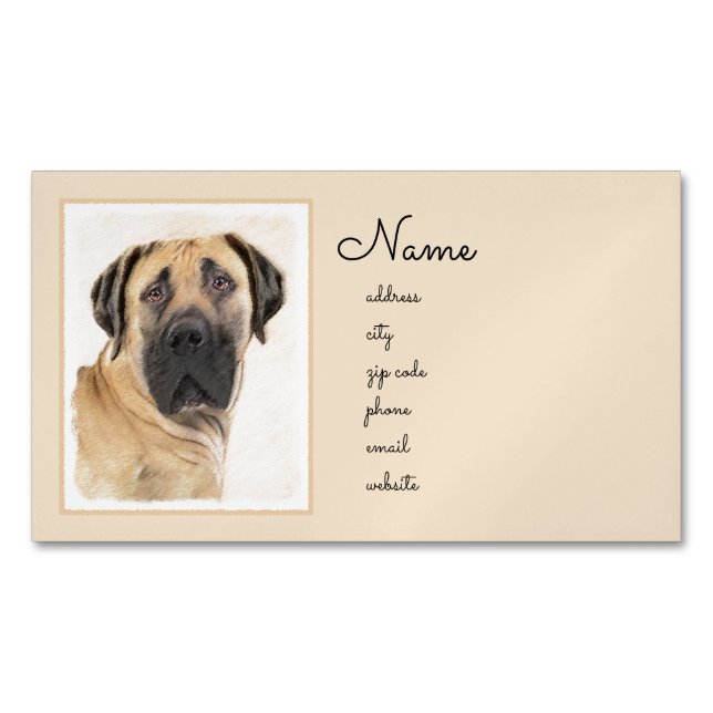 Boerboel-Malerei - Niedliche Original Hunde-Kunst Magnetische Visitenkarte (Vorderseite)