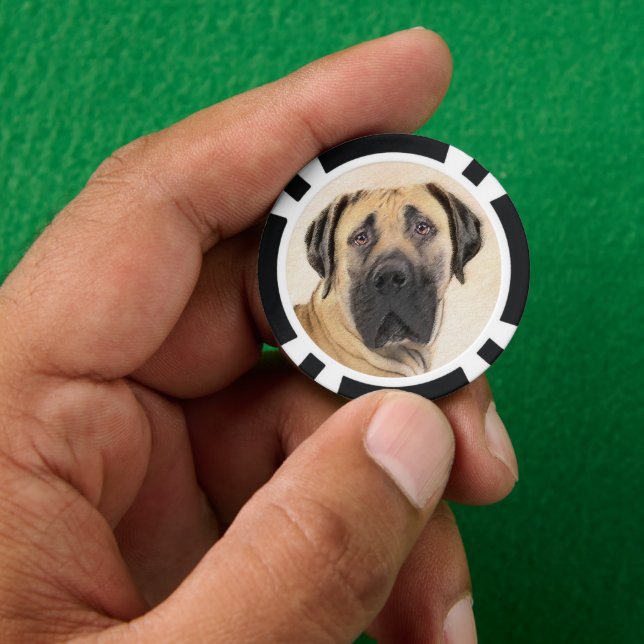 Boerboel-Malerei - Niedliche Original Hunde-Kunst Pokerchips (Hand)