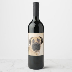 Boerboel-Malerei - Niedliche Original Hunde-Kunst Weinetikett