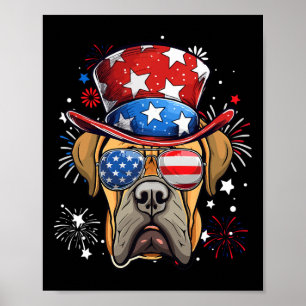 Boerboel Patriotic USA Flag 4. Juli Hund Lover Poster