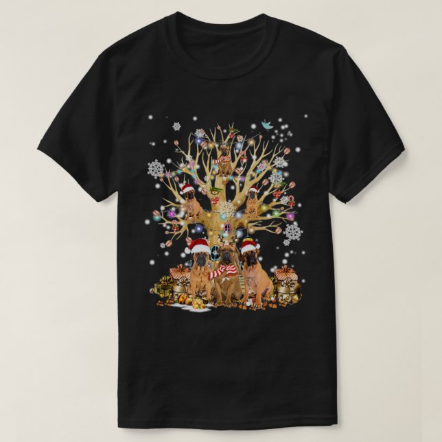 Boerboel Weihnachtsbaum Ornament für Hunde über lä T-Shirt (Design vorne)
