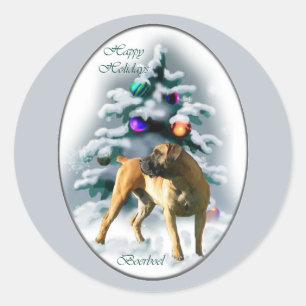 Boerboel Weihnachtsgeschenke Runder Aufkleber