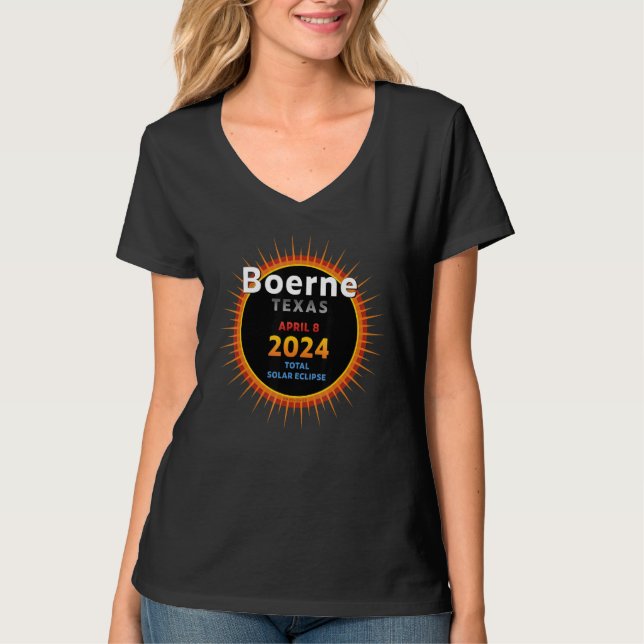 Boerne Texas Total Solar Eclipse 2024 2 T-Shirt (Vorderseite)