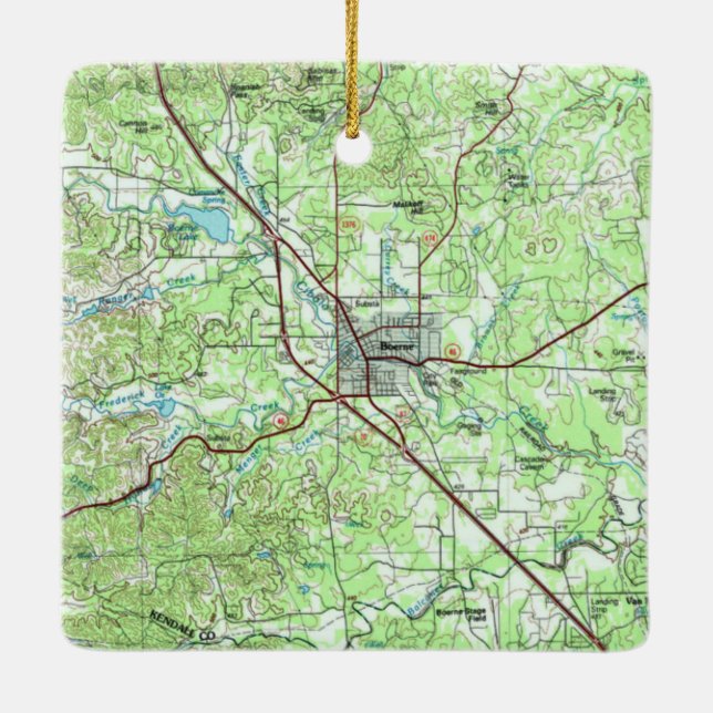 Boerne TX Topo Karte Keramikornament (Rückseite)