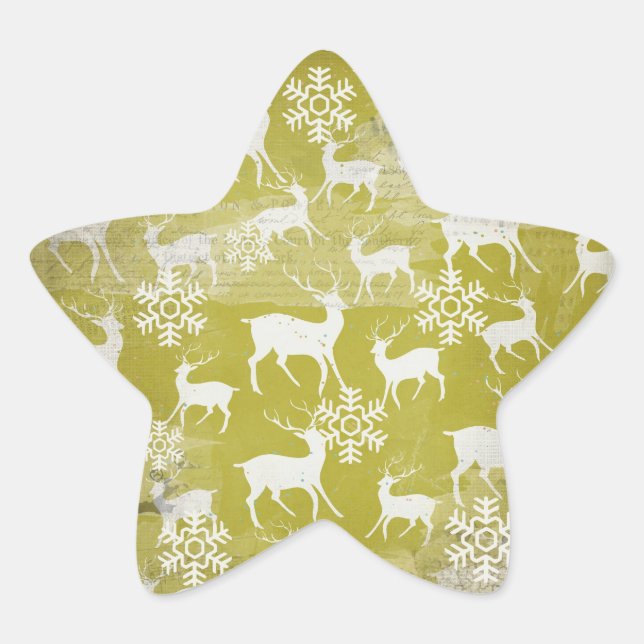 Boeuf blanc sur Sticker rond des flocons de neige  (Devant)