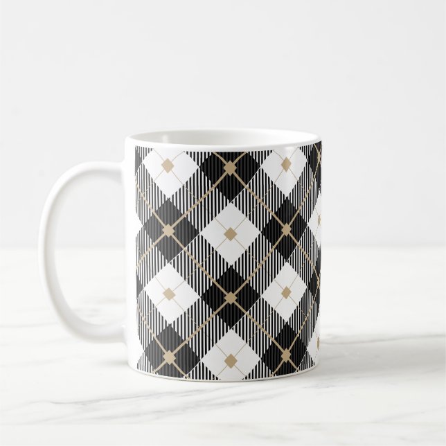 Boeuf noir blanc et or Plaid classique Mug (Gauche)
