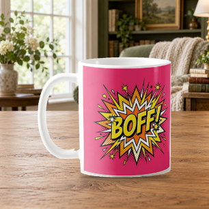BOFF Comic-Book-Pop-Art-Heißrosa-Tasse Kaffeetasse