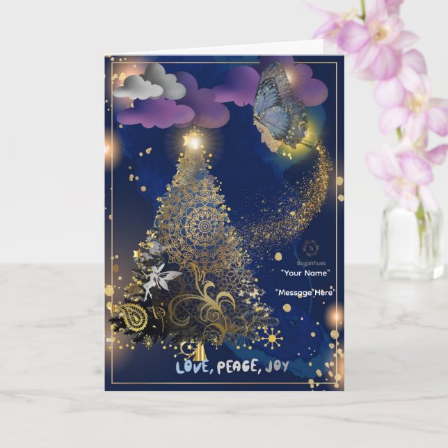 Boganhues Print Christmas Faltkarte Karte (Orchidee)